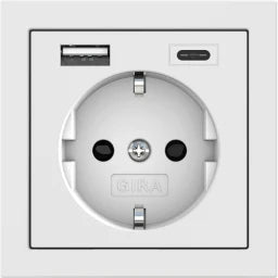GIRA SCHUKO SP USB-Spannungsvers. 2f Typ A/C Flächenschalter Reinweiß  – 245970