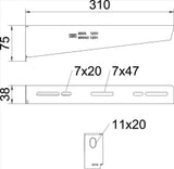 OBO Wand- und Stielausleger mit Befestigungs schraubeM10x25 B310mm Stahl bandverzinkt  – 6424740