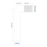 POLOPLAST PO Siphonbogen ablängbar POLO-KAL DN 50   – 03709