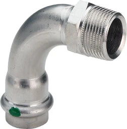 VIEGA Viega Bogen 90 Grad mit SC Sanpress Inox 2314 in 15mm x R1/2 Edelstahl   – 436 896