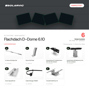K2 SYSTEMS Montageset Flachdach D-Dome 6.10 – 6 Solarmodule: Lieferumfang Komplettset