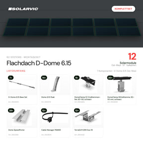 K2 Systems Montageset Flachdach D-Dome 6.15 für 12 Solarmodule